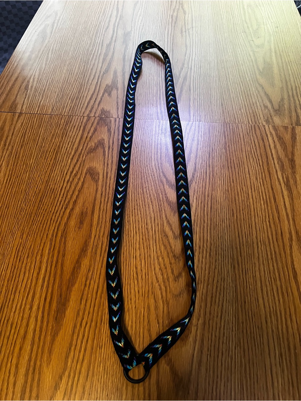 Black Braided Lanyard Key & Card Holder with Blue Accent